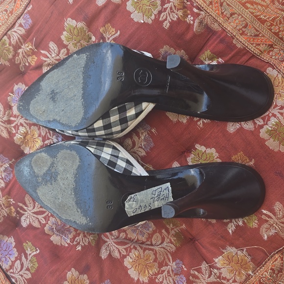 Chanel Gingham Black & White Mules - Picture 10 of 11